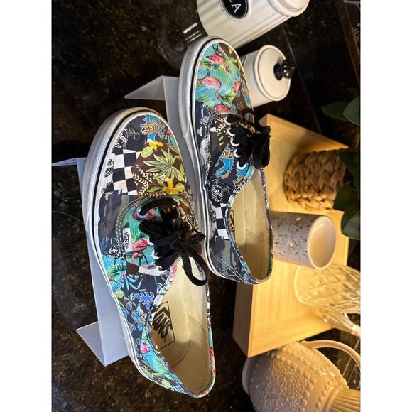 Vans Tropical Print Authentic Low-Top Sneakers With Flamingo & Checker Design - Picture 3 of 7